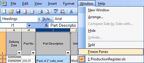 excel freezepanes